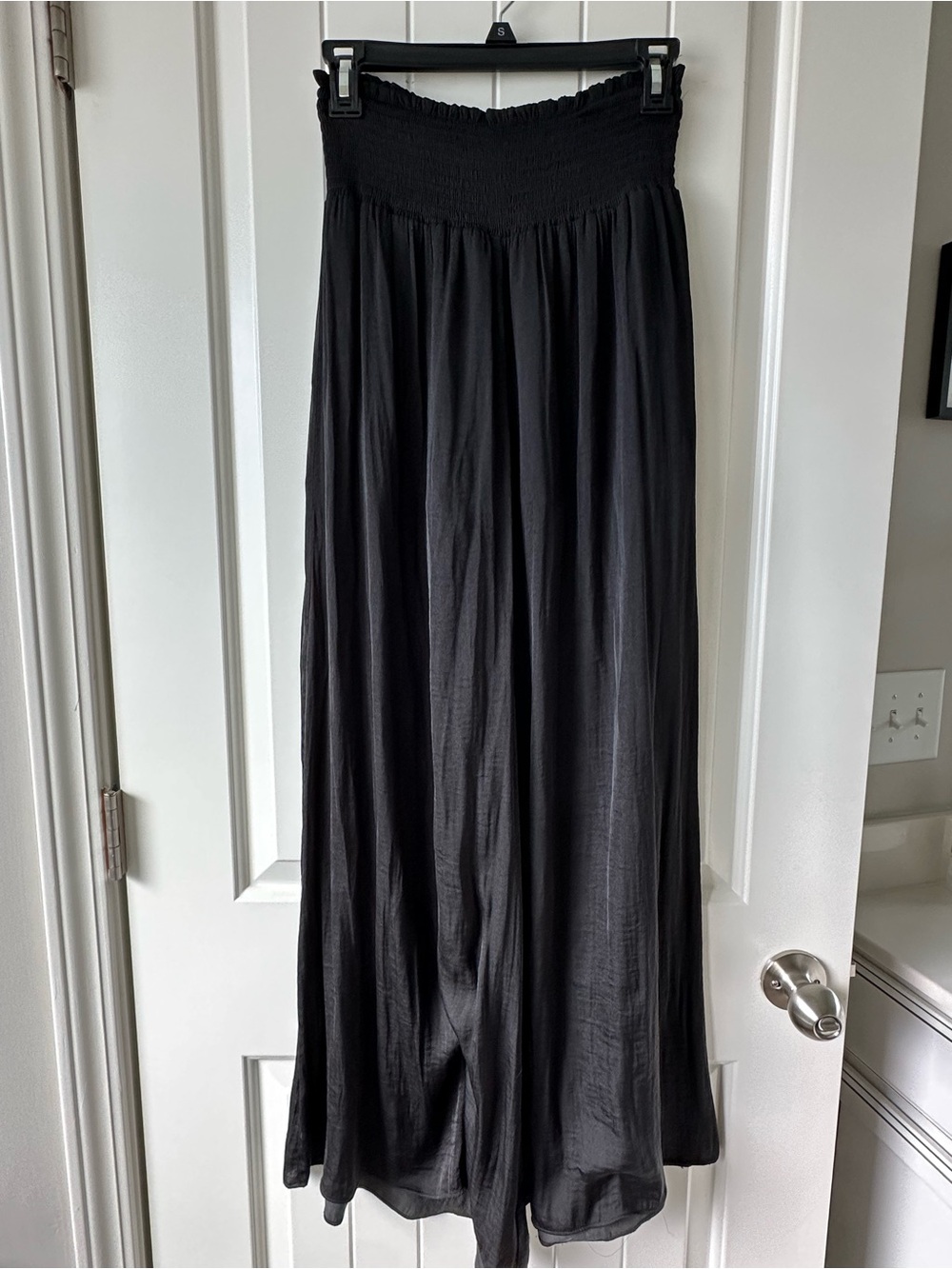 Black Smocked Waist Trouser Pants